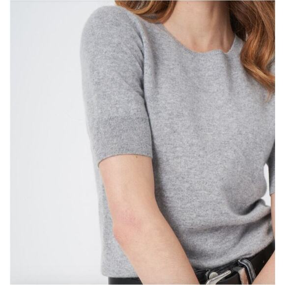 Repeat 100% Organic Cashmere Short Sleeve Sweater Size 38 S Gray Minimalist Chic - Picture 3 of 9